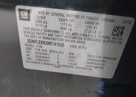 2017 Chevrolet Equinox Ls z USA, uszkodzony, nr VIN 2GNFLEEK2H6141526